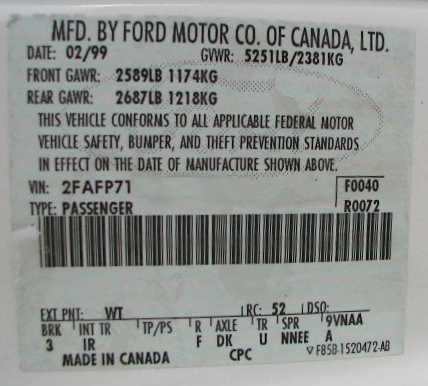 Ford Spring Code Chart